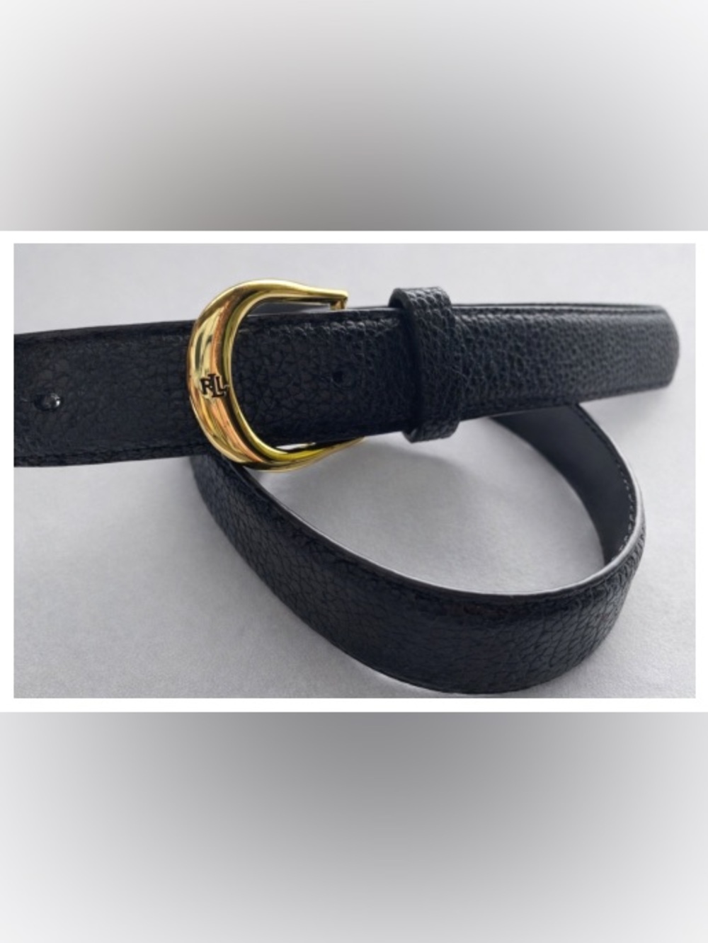 Lauren Ralph Lauren Women’s Black Leather Belt with Gold Buckle XL - Picture 2 of 4